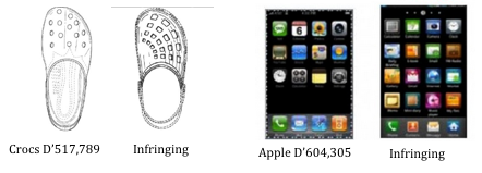 Crocs; Apple vs. Samsung GUI